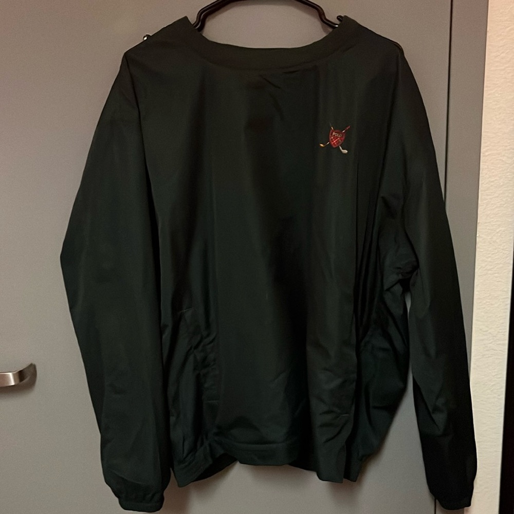 Green polo windbreaker crewneck